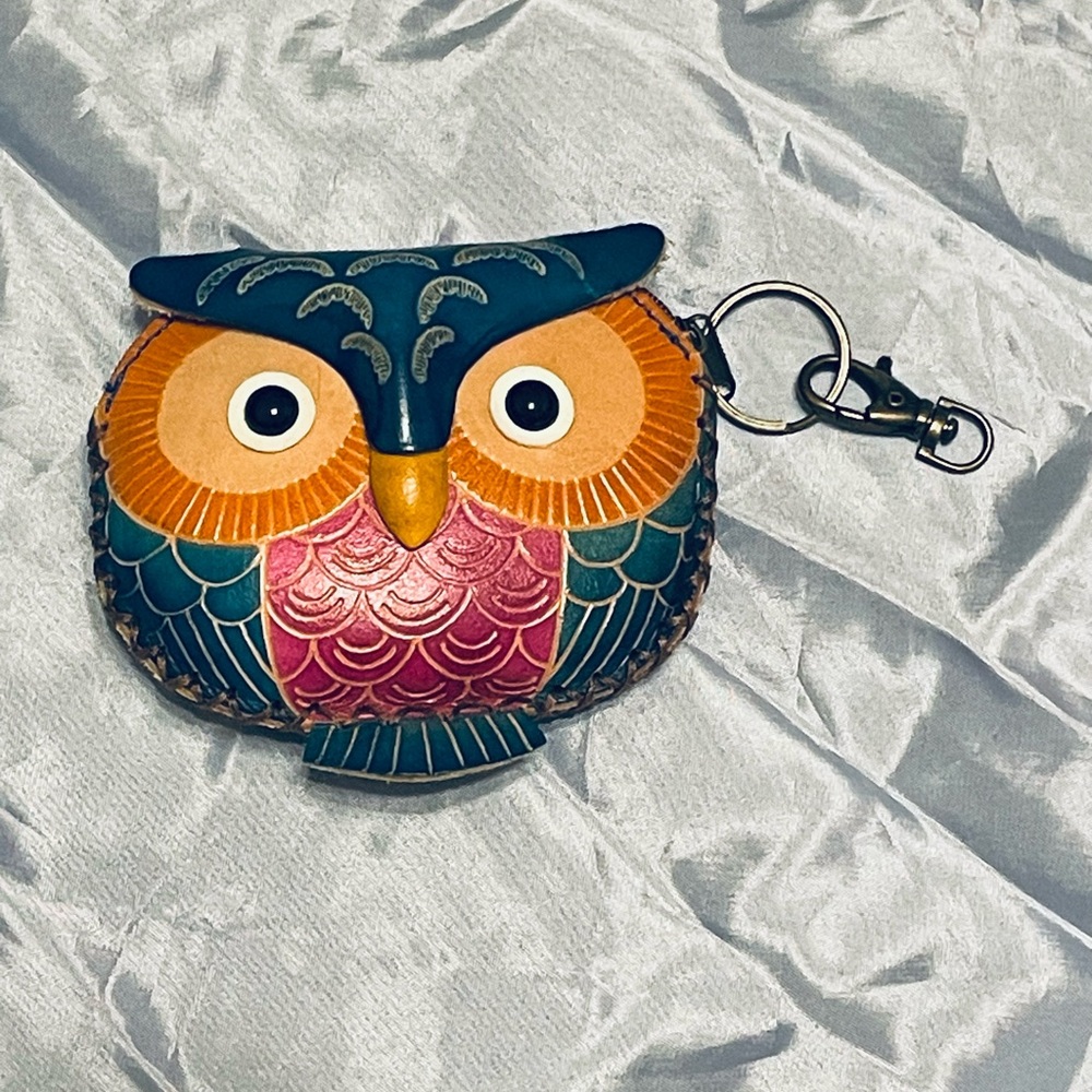 Owl Leather Coin Purse Keychain